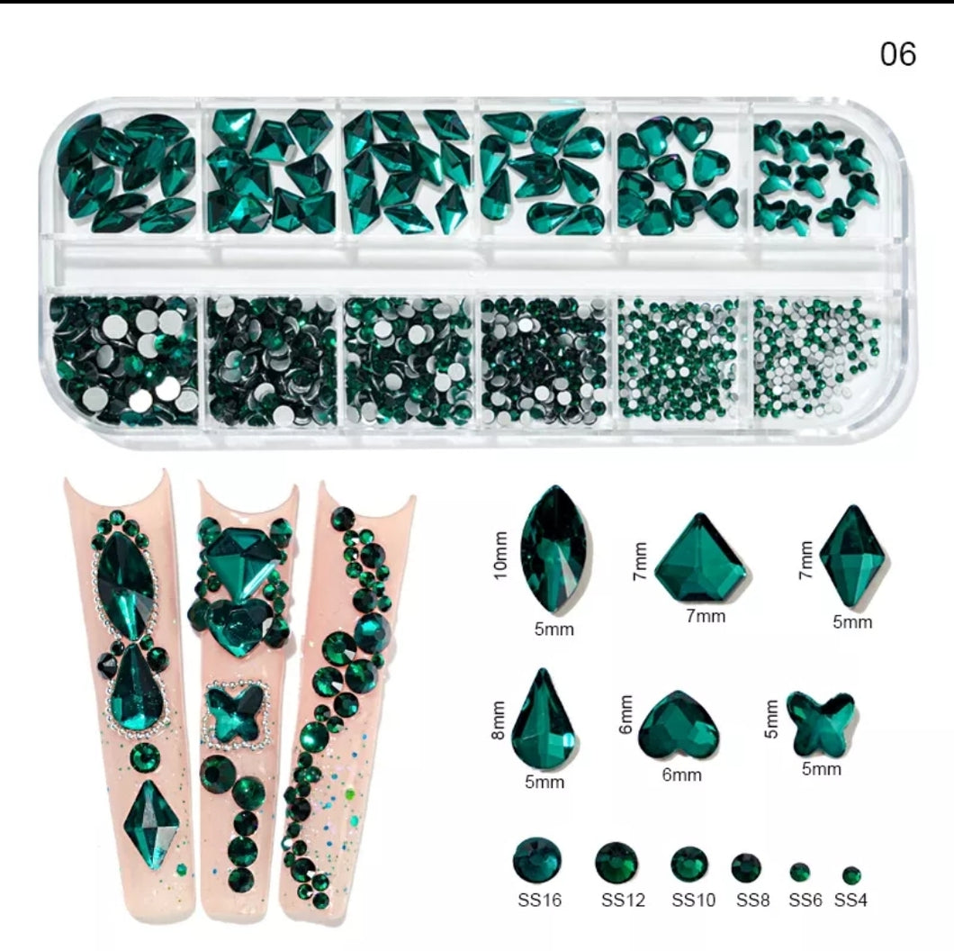 Multi Rhinestone Green