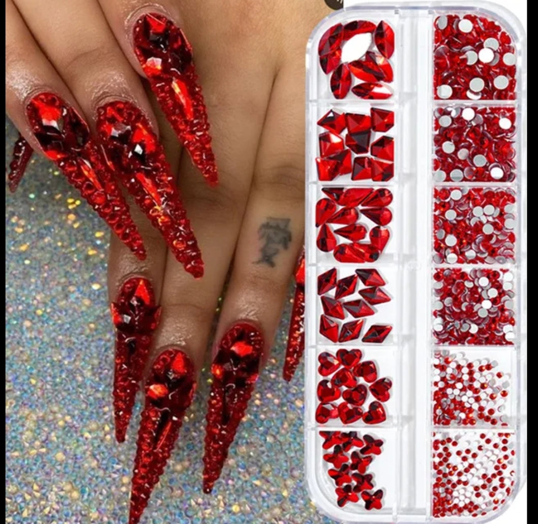 Multi Rhinestone Red